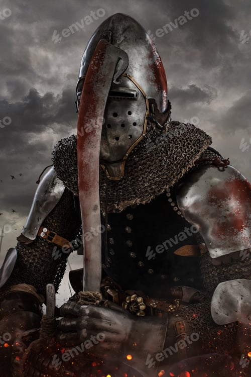 Preview: Knight with sword in battlefield.