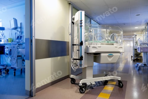 Preview: An incubator crib in a paediatric intensive care unit in a university hospital.