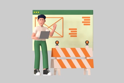 Preview: Construction site manager with laptop