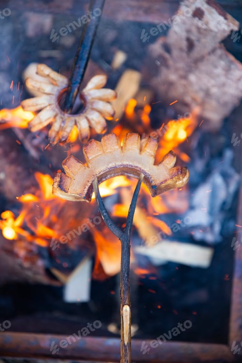 Preview: Hungarian bacon frying outdoor.