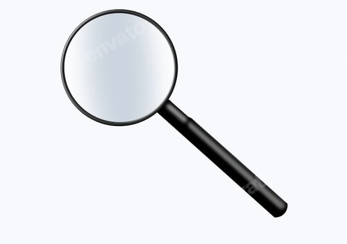 Preview: Classic magnifying glass on white background
