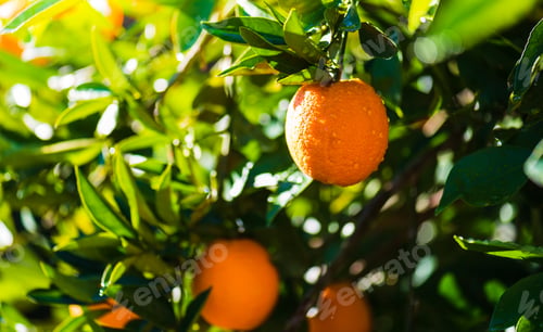 Oranges Hanging on Tree in an Orchard