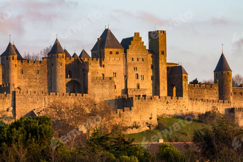 Preview: Scenic view of the beautiful landmark of Chateau Comtal castle located in Carcassonne, France