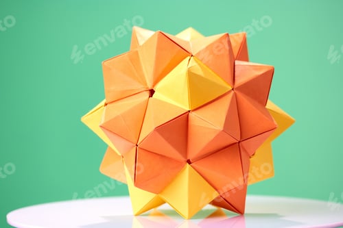 Preview: Dodecahedron origami on green background