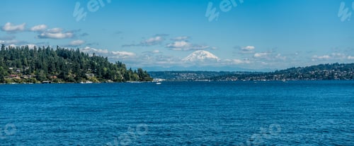 Preview: A View Of Majestic Mount Rainier Across Lake Washington. Photo Taken At Seward Park, In Seattle.