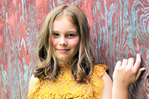 Preview: Adorable young girl portrait of face and beautiful hair