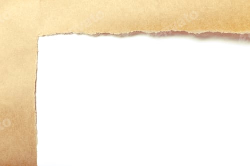 Preview: Brown package paper torn to reveal white panel