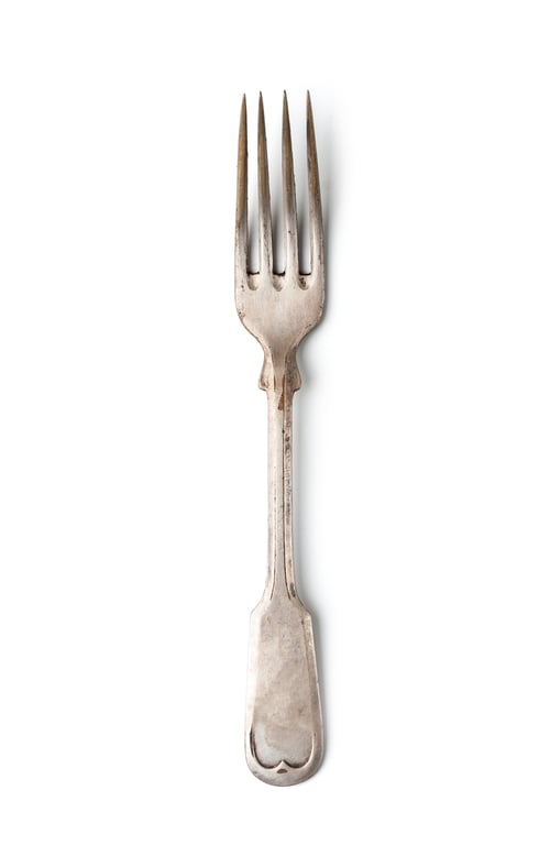 Preview: An old worn fork in a classic style. Isolated on white backgroun