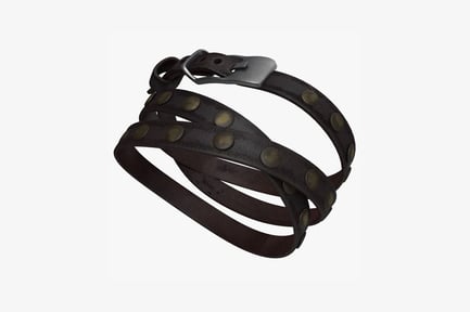 Preview: Multi-studded leather bracelet with silver buckle