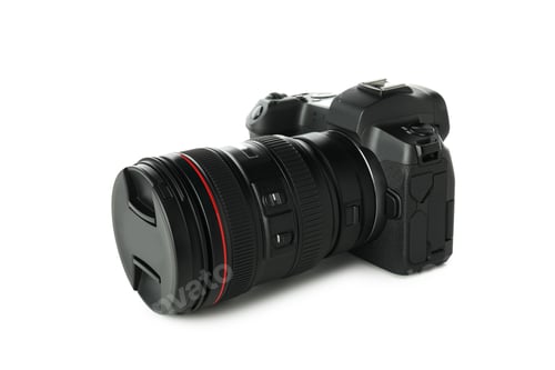 Preview: Camera with lens isolated on white background