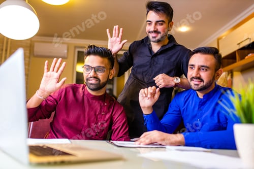 Preview: friends from india talking in living room and have fun