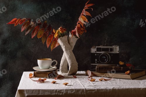 Preview: Coffee with autumn leaves