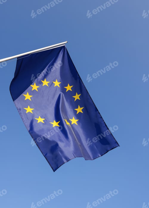 Preview: European Union EU flag hanging on flagstaff