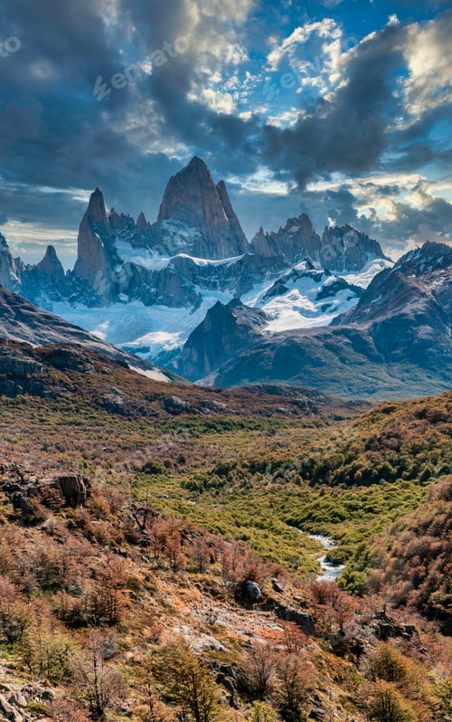Preview: Cerro fitz roy with its forests and lakes around