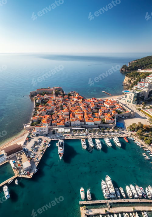 Preview: Panoramic view with the city of Budva in Montenegro