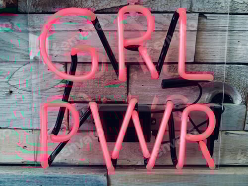 Preview: Girl power sign in neon pink that empowers women and young girls