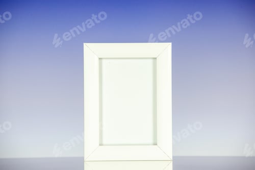 Preview: front view white picture frame on a light blue background portrait family color shoot picture gift