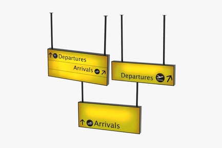 Preview: Airport Hanging Directional Signs: Departures & Arrivals