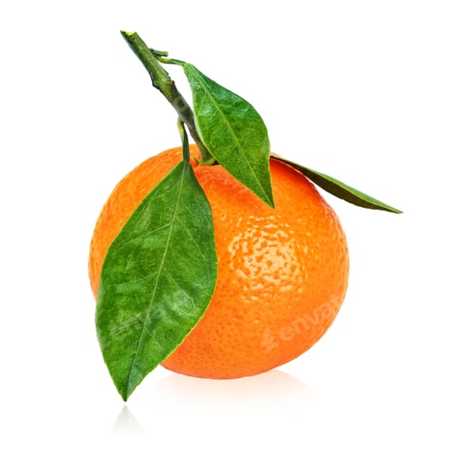 Preview: Whole ripe mandarin with leaves isolated on white