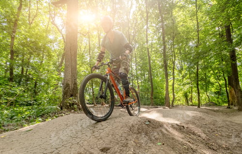 Preview: Man riding bicycle on forest road