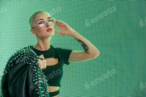 Preview: Beautiful woman illuminated by led lights