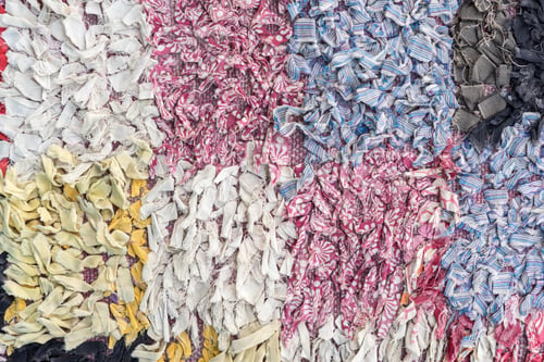 Preview: Abstract Textures Of Fabric With Squares Weaved From Motley Rags For Backgrounds In Color Tones