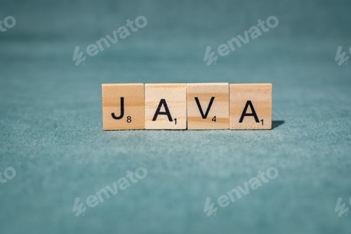 Preview: Scrabble tiles spelling 'JAVA' on teal background.