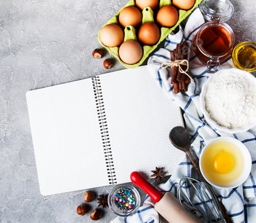 Preview: Recipe concept - notebook and ingredients
