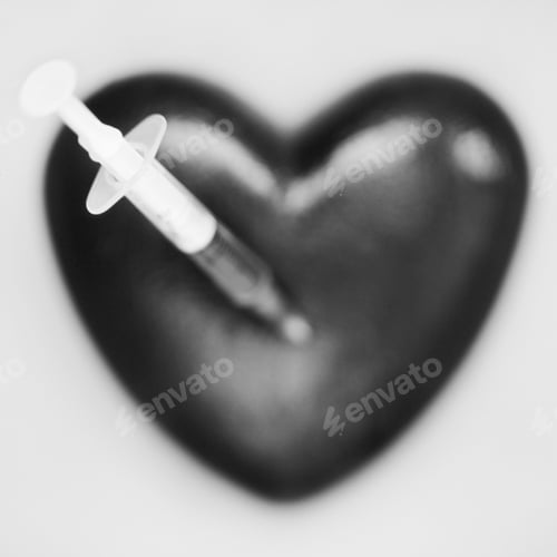 Preview: Close up of syringe in plastic heart