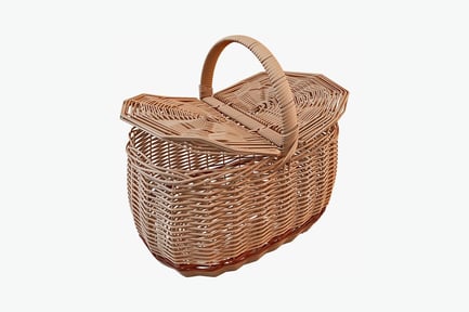 Preview: Woven basket with curved handles and rectangular opening