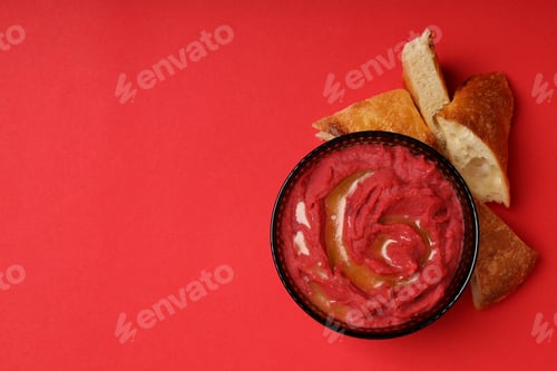 Preview: Concept of tasty food with hummus, space for text