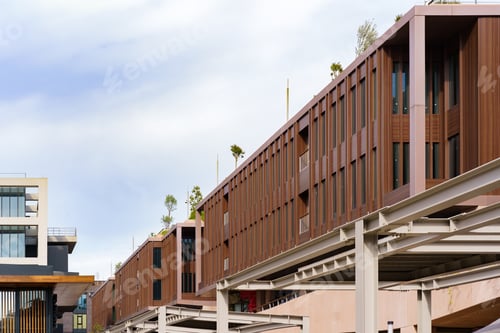 Preview: Modern office building exterior in sunny day