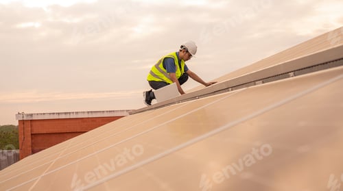 Preview: Engineer working on checking equipment in solar power plant.