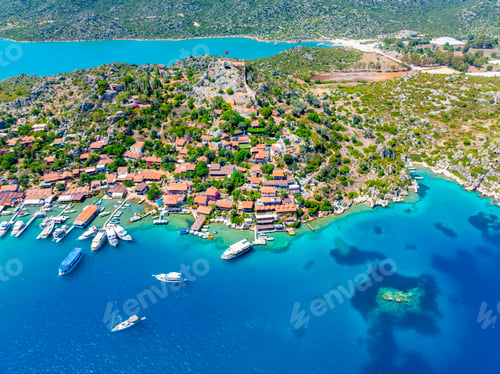 Preview: Aerial view with drone. Kalekoy - Simena - Kekova - Turkey.
