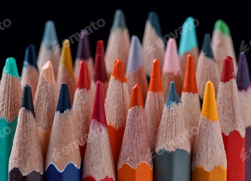 Preview: The colorful colored pencils on black background