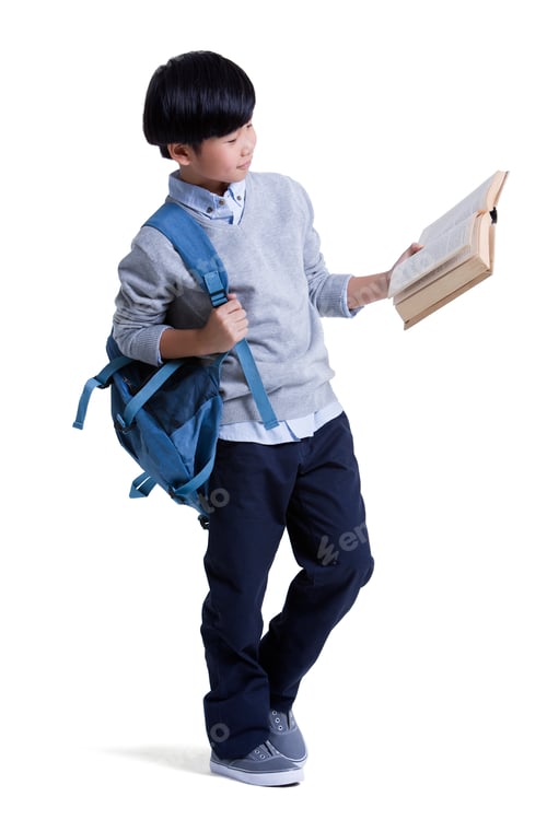 Preview: Cute schoolboy reading