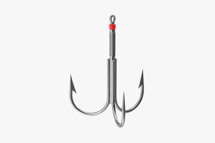 High-Carbon Steel Treble Fishing Hook with Red Sleeve