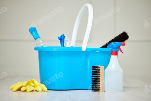 Preview: The right tools are essential. Shot of an empty room with a bucket of cleaning supplies.