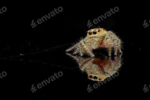 Preview: Extreme Close-up of a Spider on Black Background