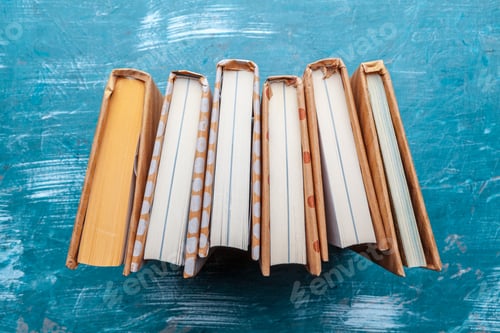 Preview: paperback books on a table