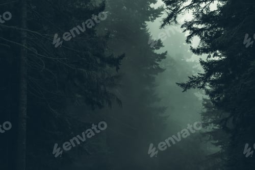 Preview: Foggy Scenic Redwood Forest Nature Background