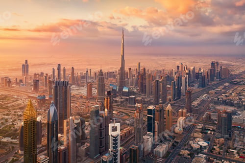 Preview: Dubai Downtown skyline, United Arab Emirates or UAE. Urban city.