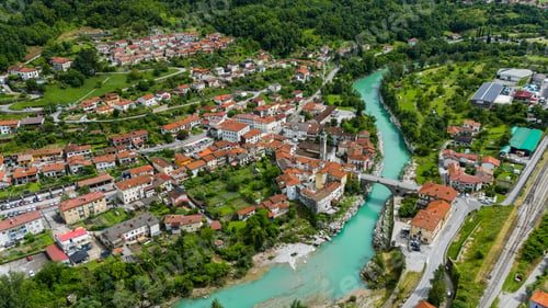 Preview: Drone Capture of Kal na Soci Architecture in Slovenia's Summer Sunshine