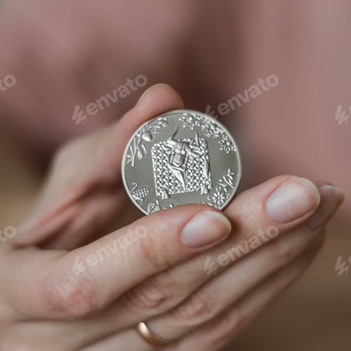 Preview: The person holds in his hand a commemorative coin dedicated to the year of the bull