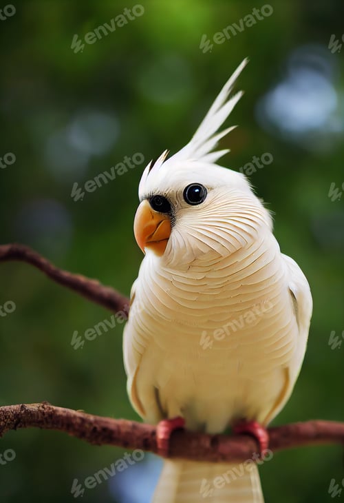Preview: Vertical shot of a white parrot perched on a tree