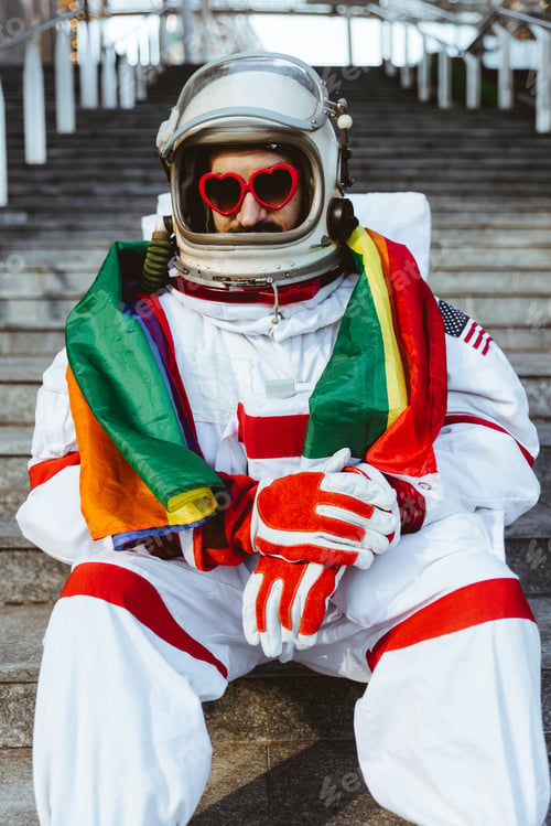 Preview: lgbt spaceman in a futuristic station