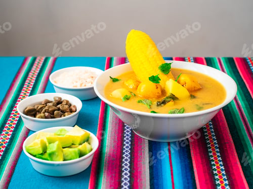 Preview: Bowl of Vegan Ajiaco, Traditional Pre Colombian Dish
