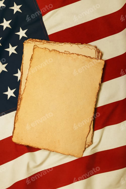 Preview: Vintage paper on old US American flag