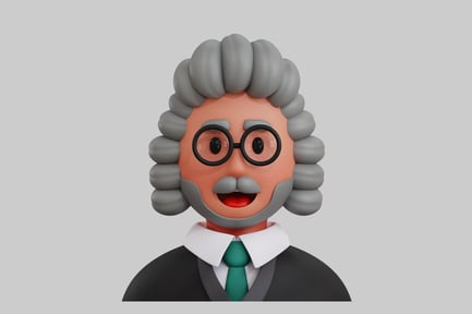 Preview: Cartoon judge with wig and glasses