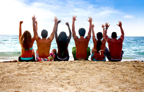 Preview: Group Of People At The Beach With Arms Up